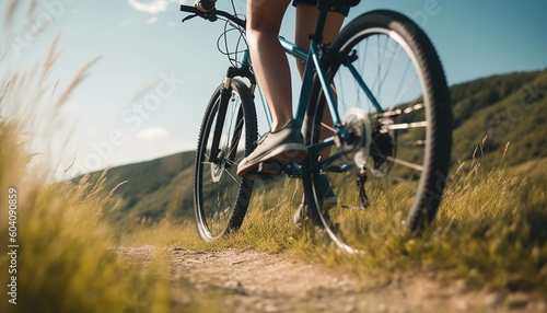 Mountain biking an extreme sport for adventure seekers generated by AI © Stockgiu