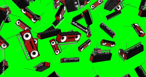 Boombox falling slow motion 3d animation
