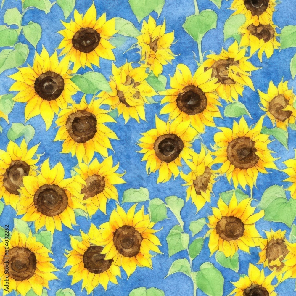 Seamless blooming flowers pattern in watercolor paint style Seamless blooming flowers pattern in watercolor paint style