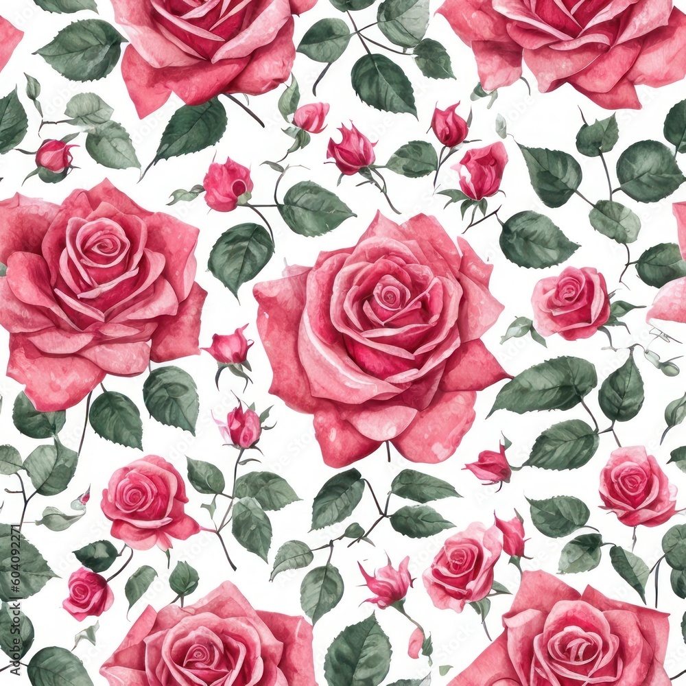 Seamless blooming flowers pattern in watercolor paint style Seamless blooming flowers pattern in watercolor paint style