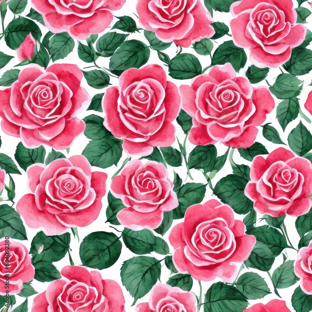 Seamless blooming flowers pattern in watercolor paint style Seamless blooming flowers pattern in watercolor paint style