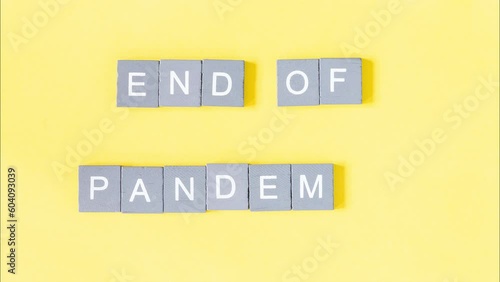 End of pandemic, stop motion animation on yellow background