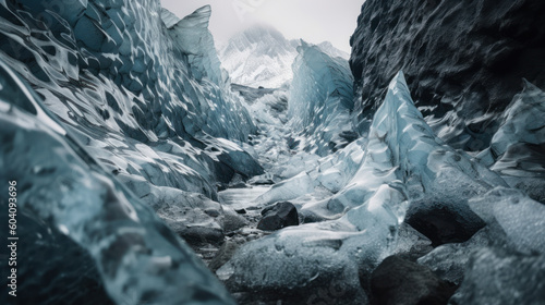 Panorama of a glacier in Norway. Photorealistic illustration generative AI.
