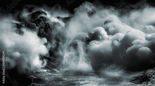 Wallpaper Mural smoke background in black and white, in the style of romantic moonlit seascapes, mist. Generative Ai Illustration.
 Torontodigital.ca