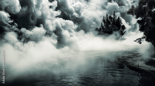 Wallpaper Mural smoke background in black and white, in the style of romantic moonlit seascapes, mist. Generative Ai Illustration.
 Torontodigital.ca