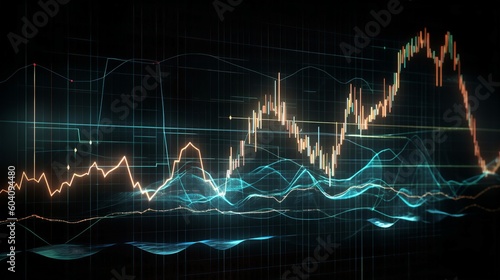 Glowing Stock Market Graph on Digital Screen