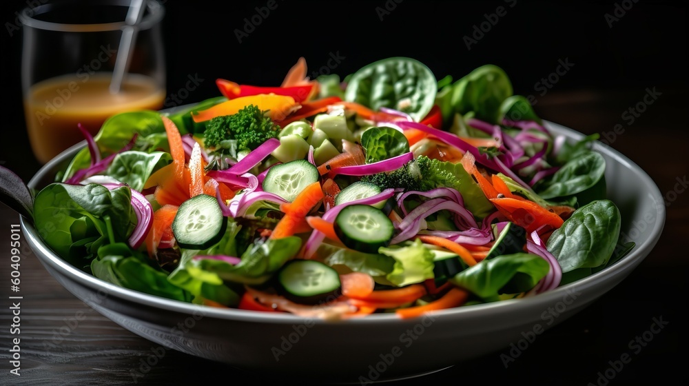 Fresh Salad in a Bowl with Various Veggies