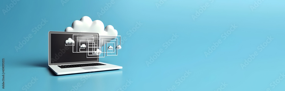Cloud data storage, database concept illustration. AI generated Cloud data storage, database concept illustration. AI generated
