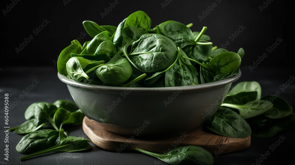 Fresh Green Spinach Leaves in a Bowl Fresh Green Spinach Leaves in a Bowl