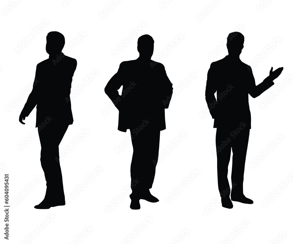  silhouettes of people working group of standing business people vector eps 10