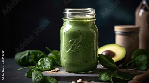 Freshly Blended Green Smoothie For Healthy Skin