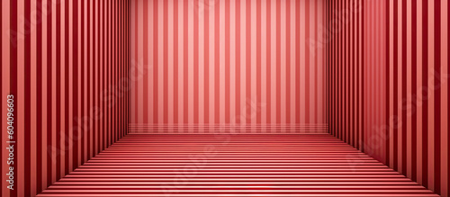 abstract empty room hallway background with colorful red and white stripes  lines and patterns  