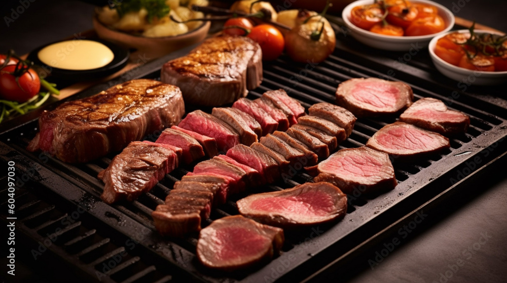 Grilled meat on the grill Generative AI Grilled meat on the grill Generative AI