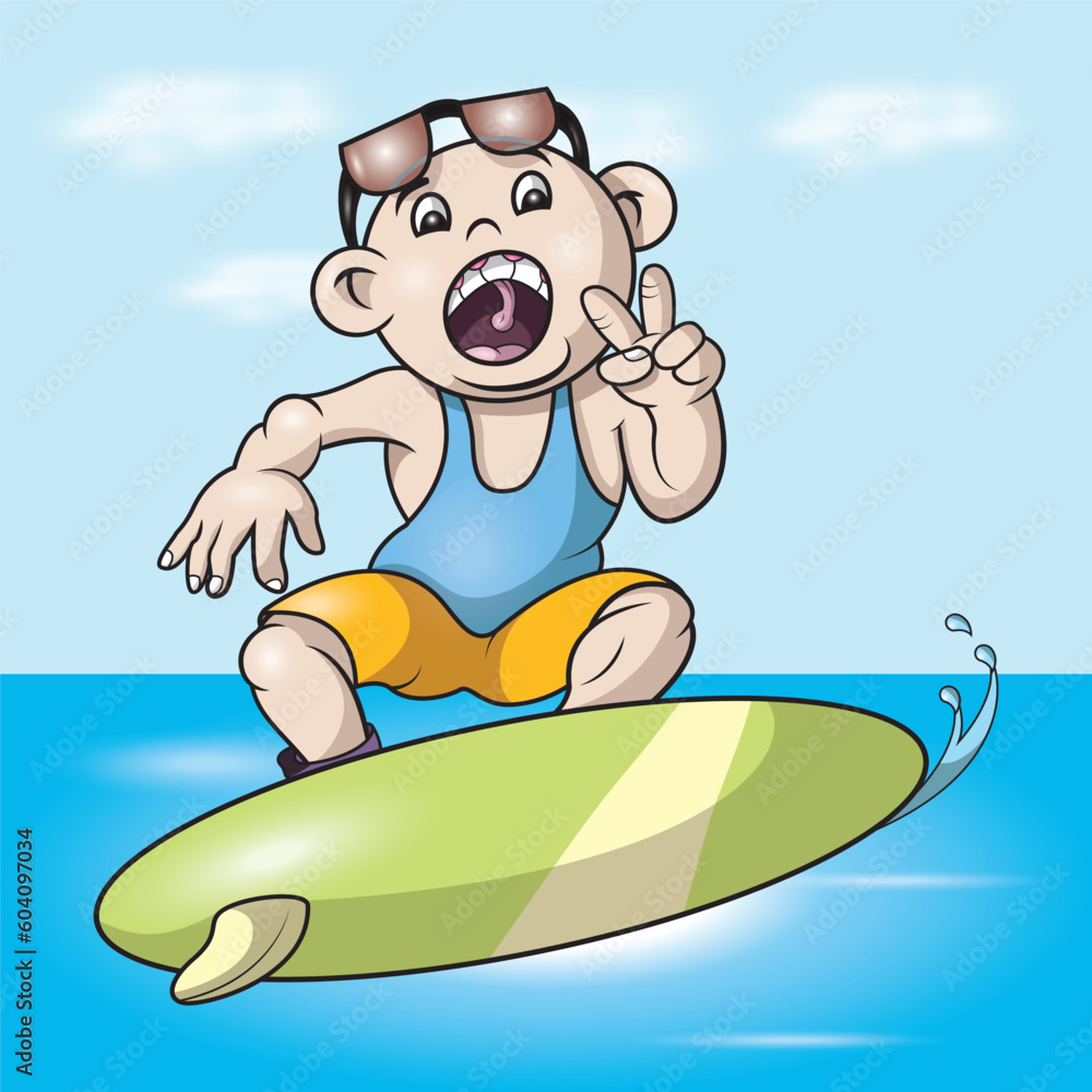 Naklejka premium illustration vector graphic of people are surfing