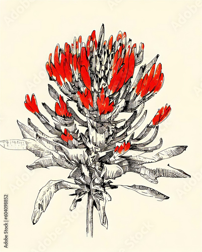 Indian Paintbrush Botanical illustration