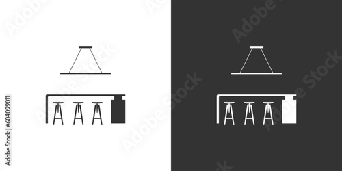 Bar interior icon. Isolated on black and white background. Vector furniture icon