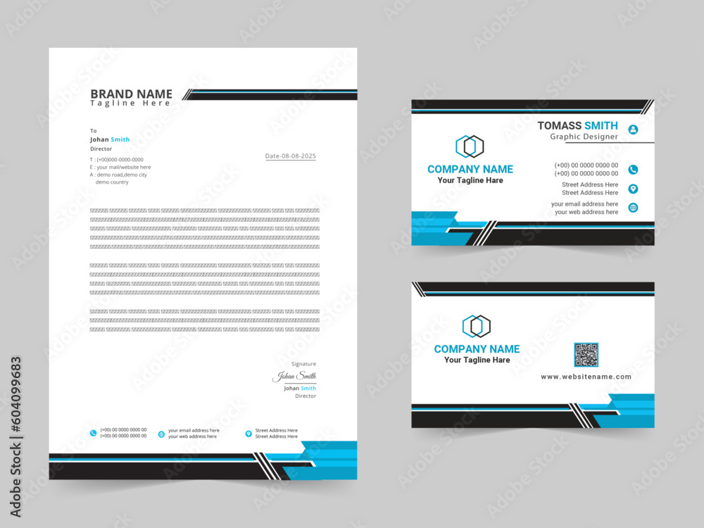 Professional corporate letterhead and modern business card vector template design For Your Business 