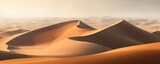 Sahara Sands. Majestic Desert Landscape at Sunset. A Journey Through the Desert Dunes. Generative AI illustrations.