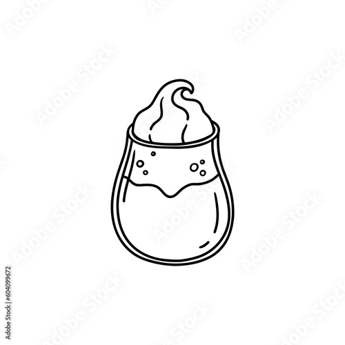 Korean dalgona coffee. Creamy Vienna drink. Soft drink with whipped cream. Trendy latte line illustration