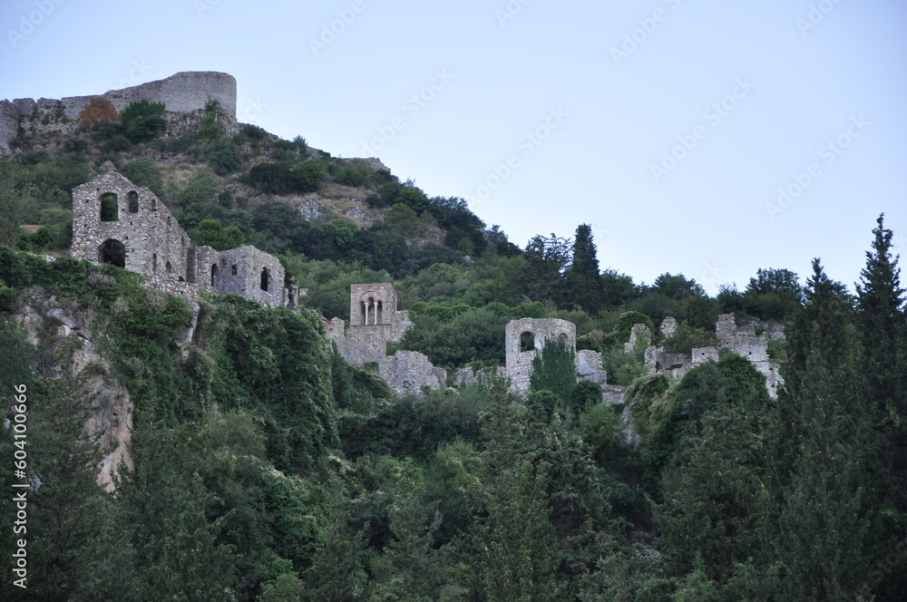 Ruins of the Byzantine city of Mistras from a far