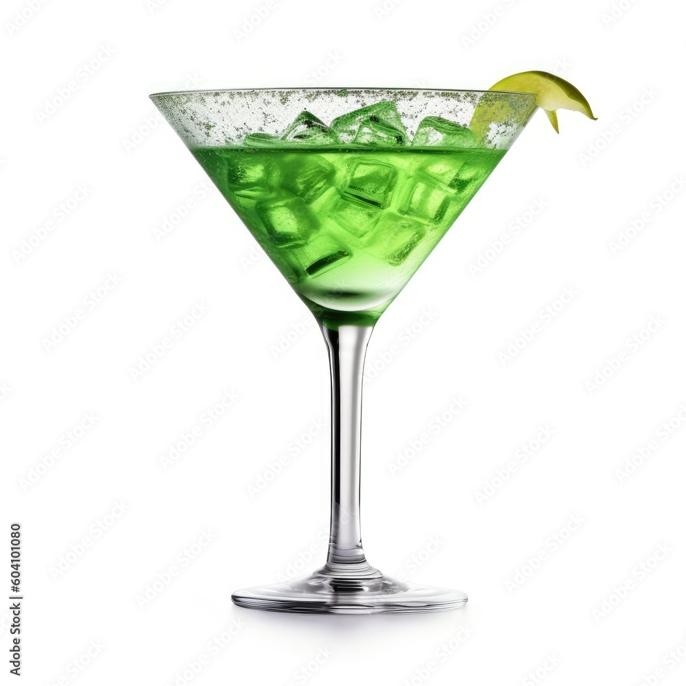 Appletini Cocktail isolated on white (generative AI)