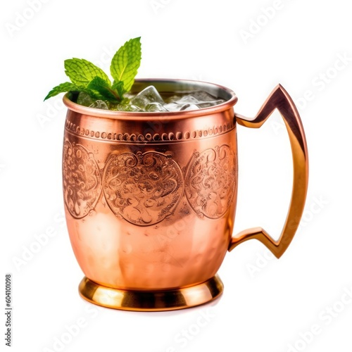 Moscow Mule Cocktail isolated on white (generative AI)