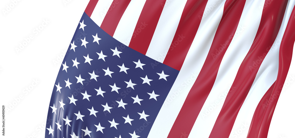 Fototapeta premium Proudly Flying: Vibrant 3D USA Flag Illustrates National Pride