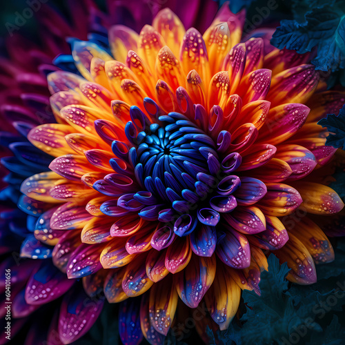 A close-up shot of a vibrant  blooming flower  capturing its intricate details and vivid colors