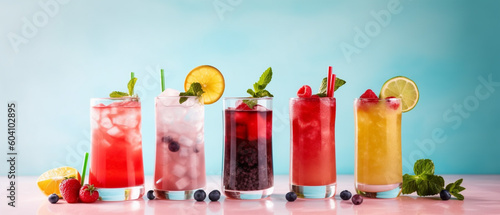 Assortment of mocktail created with generative AI photo