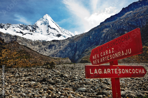 Snowy Artesonraju in Caraz Peru photo