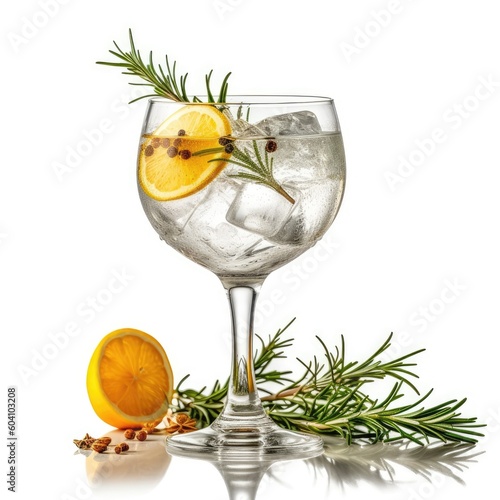 Gin and tonic Cocktail isolated on white (generative AI)