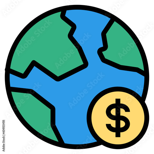 world filled outline style icon