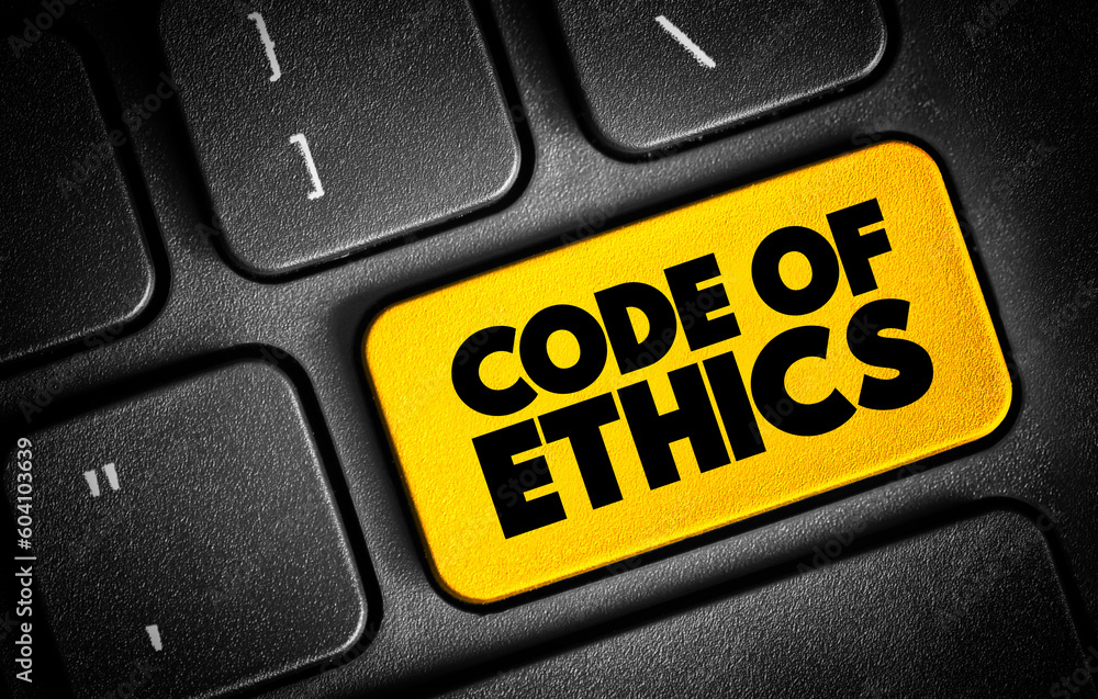 Code Of Ethics text button on keyboard, concept background - obrazy, fototapety, plakaty 