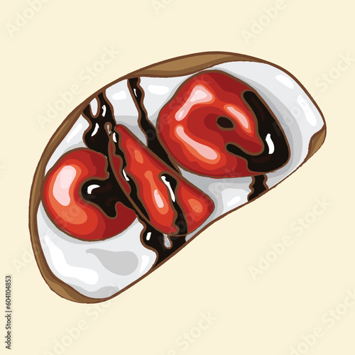 Italian snack with crispy bread - strawberry bruschetta