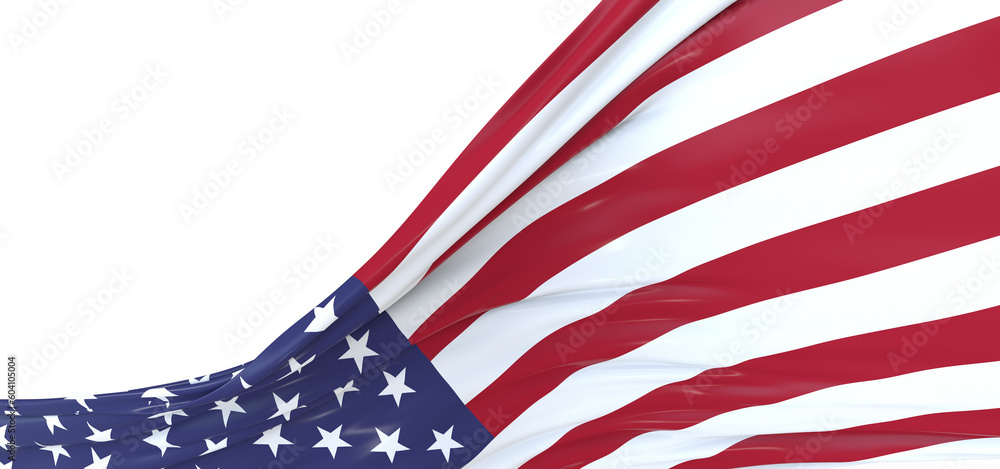 Dynamic Symbol: 3D USA Flag Signifies National Progress and Unity