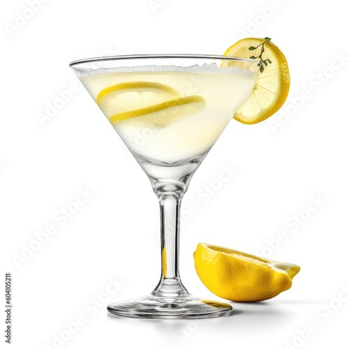 Wallpaper Mural Lemon Drop Martini Cocktail isolated on white (generative AI) Torontodigital.ca