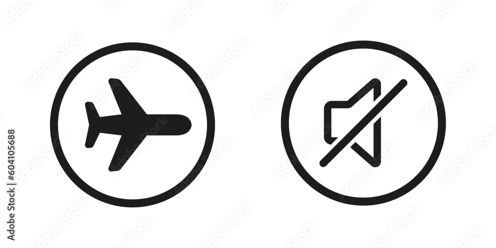 flight mode and silent mode icon vector design flight mode and silent mode icon vector design