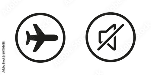 flight mode and silent mode icon vector design