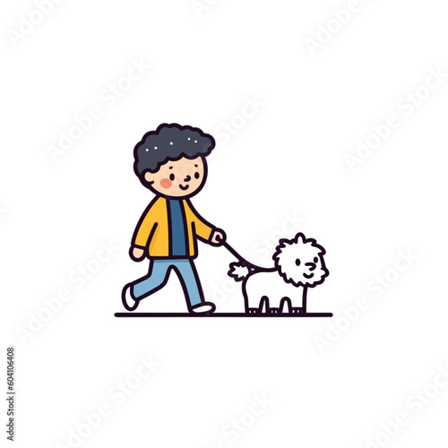 a little boy walking a dog style 2