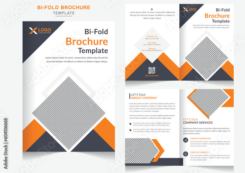Modern Business bi-fold brochure Template, Bi-fold brochure template abstract design
