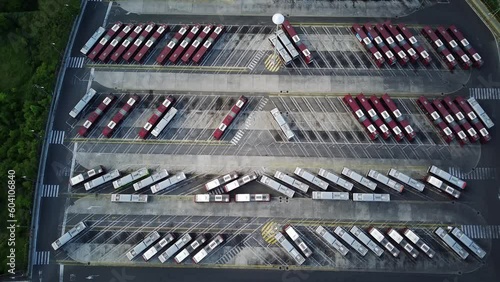 Prenestina district in Rome, Italy. A bird's eye view of the bus stop photo