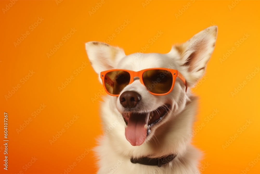 dog pet smile glasses background cute sunglasses isolated animal portrait funny. Generative AI. dog pet smile glasses background cute sunglasses isolated animal portrait funny. Generative AI.