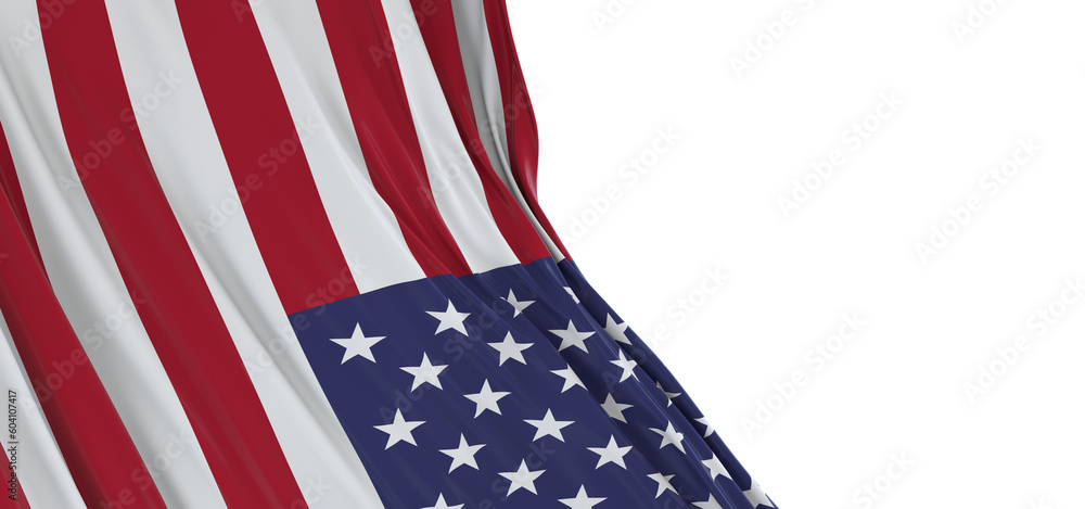 United States flag isolated on white banner United States flag isolated on white banner