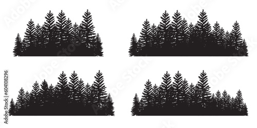  fir trees silhouette . pine trees silhouette illustration vector eps 10