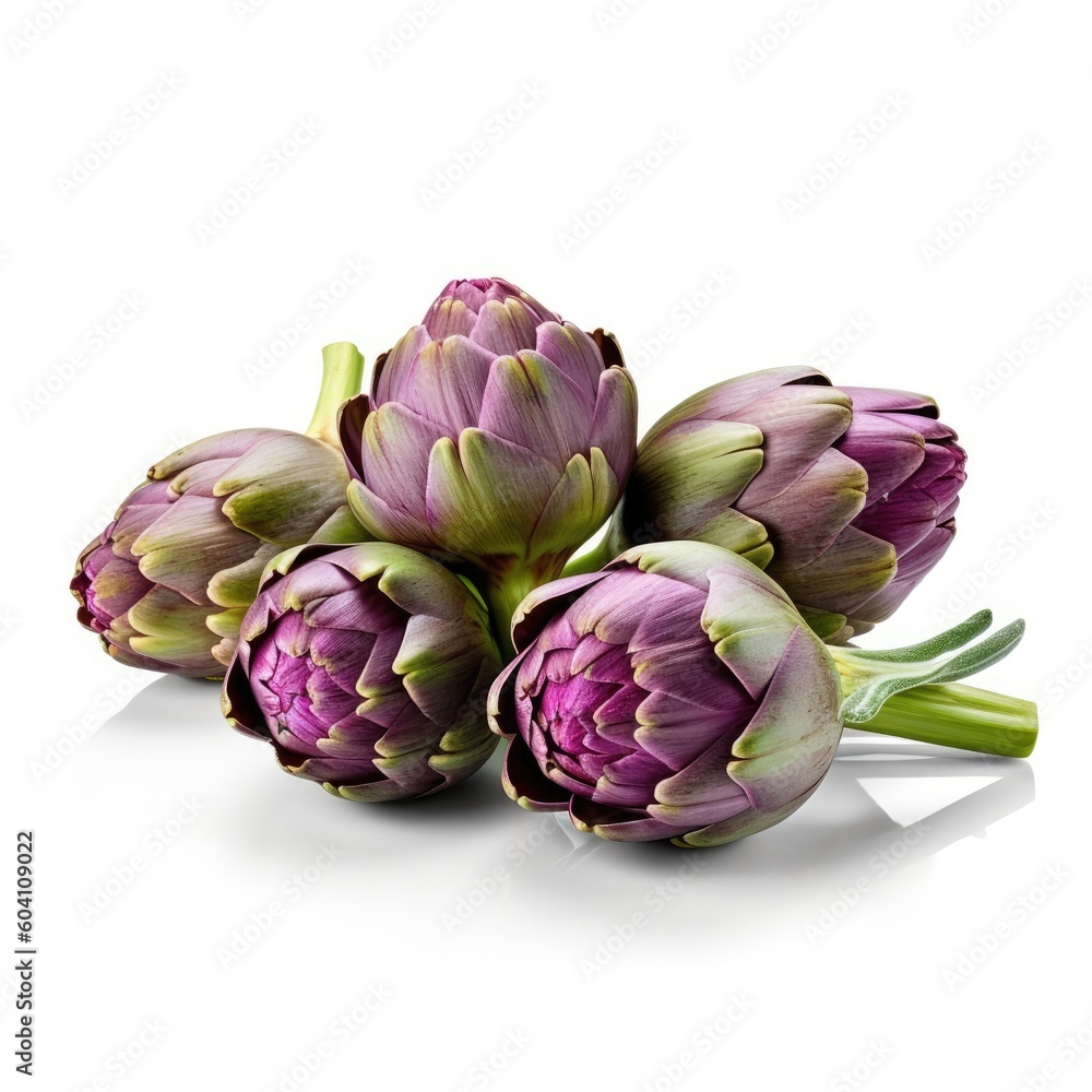 Obraz premium Artichokes isolated on white background (generative AI)