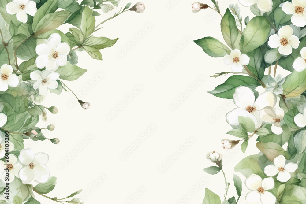 Fototapeta premium Floral border frame card template. Golden gradient on white background.Vector design illustration. for bunner, wedding card. Rectangle corners sides decoration.