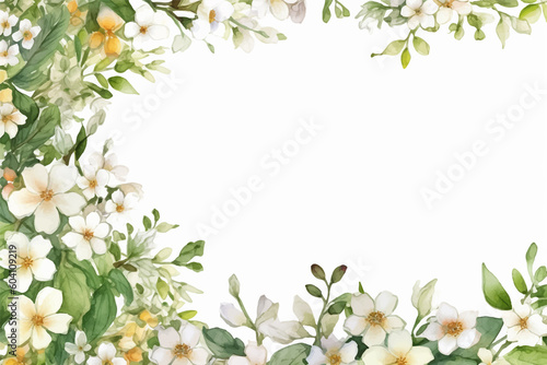 Floral border frame card template. Golden gradient on white background.Vector design illustration. for bunner, wedding card. Rectangle corners sides decoration. © KhWutthiphong