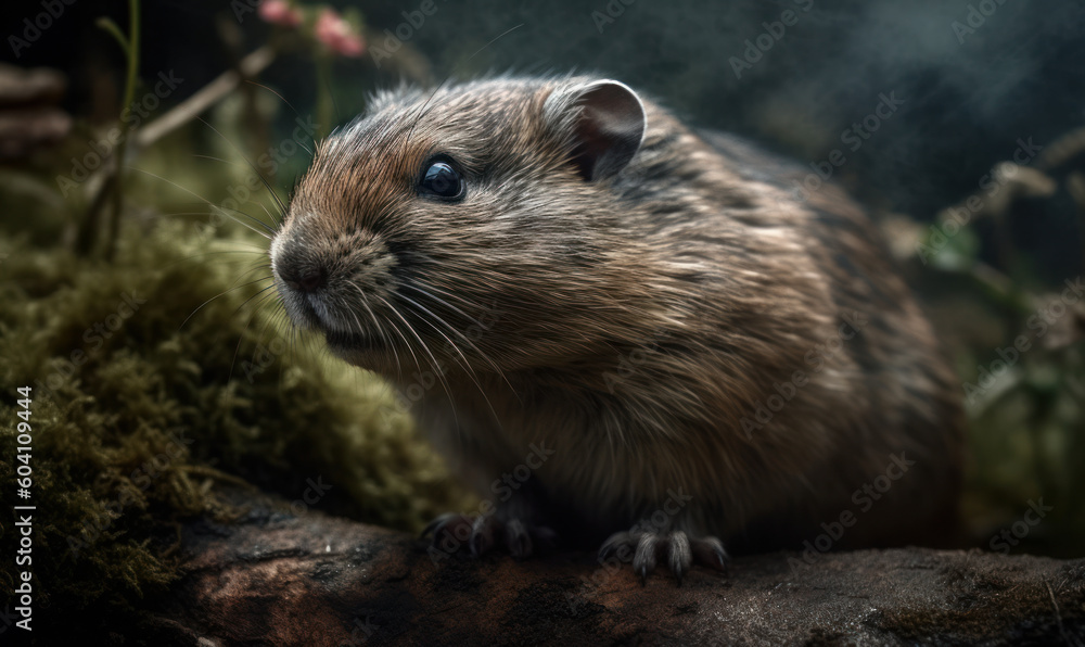 closeup photo of lemming in its natural habitat. Generative AI closeup photo of lemming in its natural habitat. Generative AI