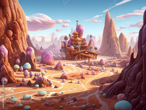 A Surreal Illustration of a Rocky Desert Landscape | Generative AI