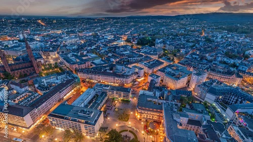 wiesbaden city germany europe aerial turn around